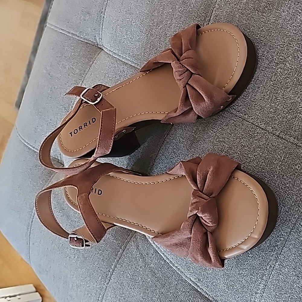 Torrid brown strap wedge sandals